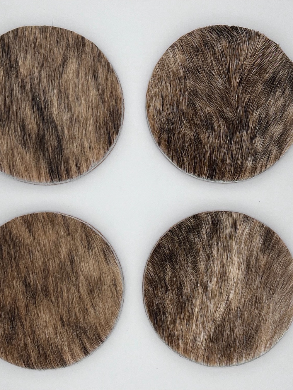 Fur Round Coasters - Brown Set of 4